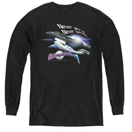 Galaxy Quest Never Surrender Long Sleeve Kids Youth T Shirt Black