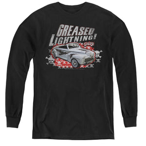 Grease Greased Lightening Long Sleeve Kids Youth T Shirt Black