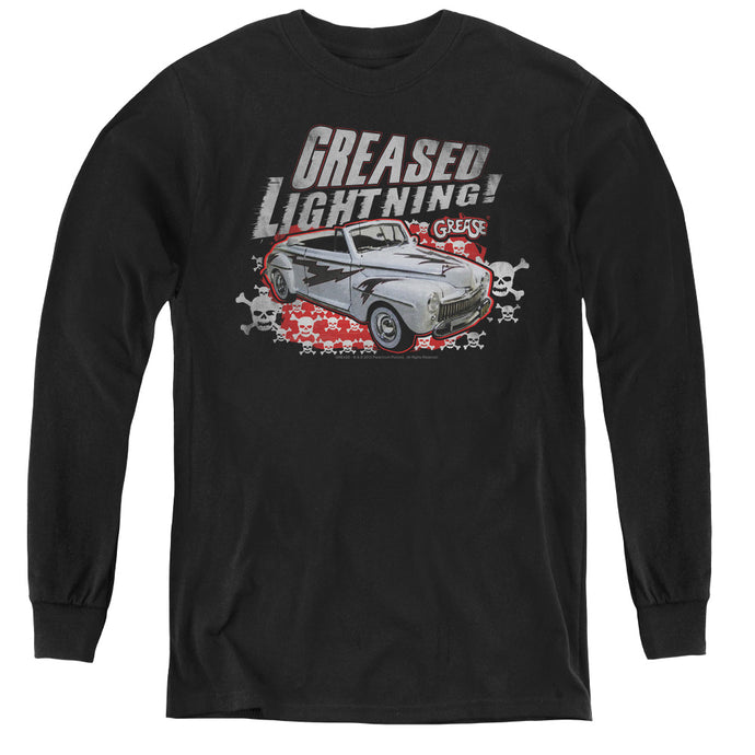 Grease Greased Lightening Long Sleeve Kids Youth T Shirt Black