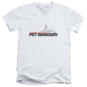 Pet Sematary Logo Mens Slim Fit V-Neck T Shirt White