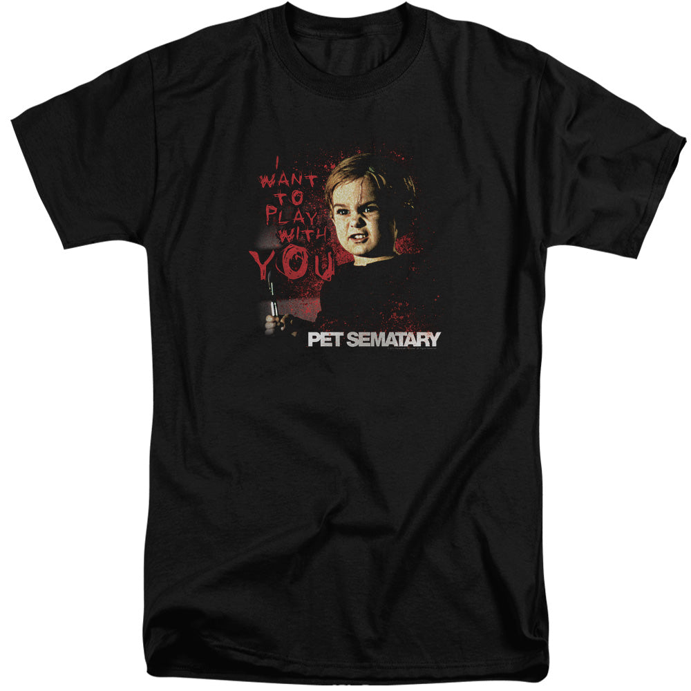 Pet Sematary I Want To Play Mens Tall T Shirt Black Officially Licensed