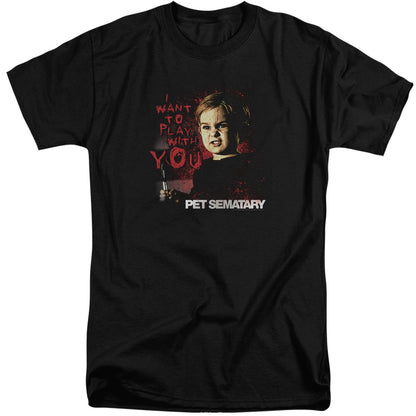 Pet Sematary I Want To Play Mens Tall T Shirt Black Officially Licensed