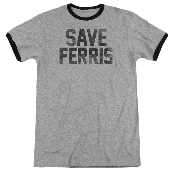 Ferris Buellers Day Off Save Ferris Heather Ringer Mens T Shirt Heather