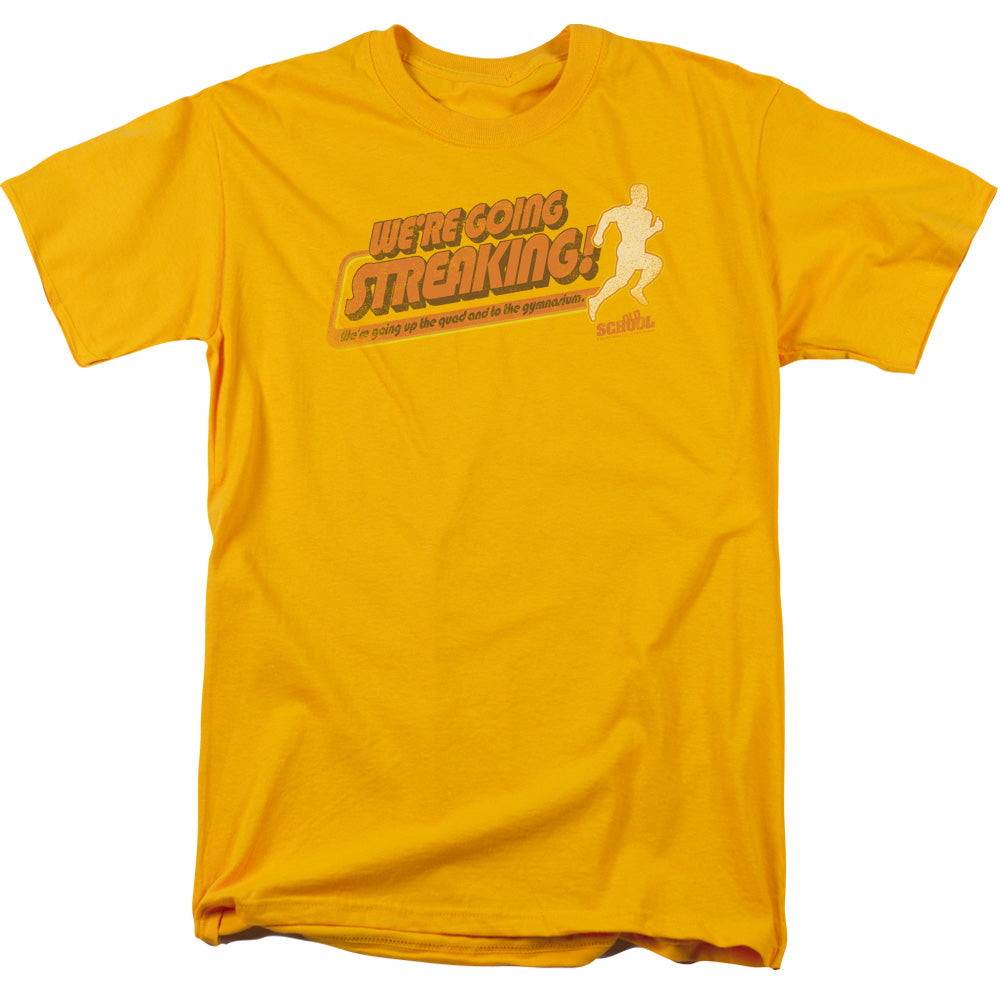 Old School Streaking Mens T Shirt Gold