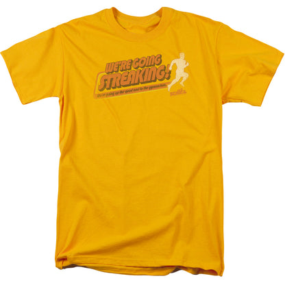 Old School Streaking Mens T Shirt Gold Officially Licensed