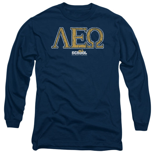 Old School Leo Mens Long Sleeve Shirt Navy Blue