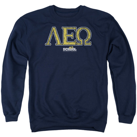 Old School Leo Mens Crewneck Sweatshirt Navy Blue
