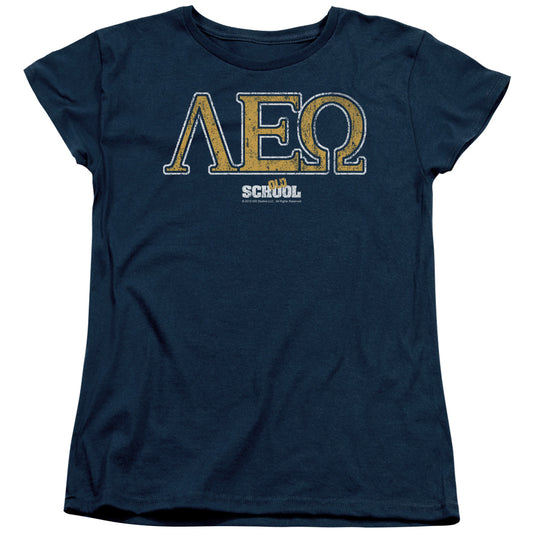 Old School Leo Womens T Shirt Navy Blue