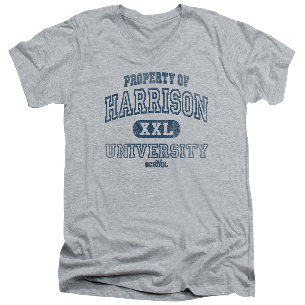 Old School Property Of Harrison Mens Slim Fit V-Neck T Shirt Athletic Heather