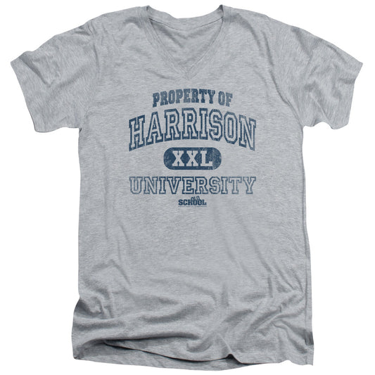 Old School Property Of Harrison Mens Slim Fit V-Neck T Shirt Athletic Heather