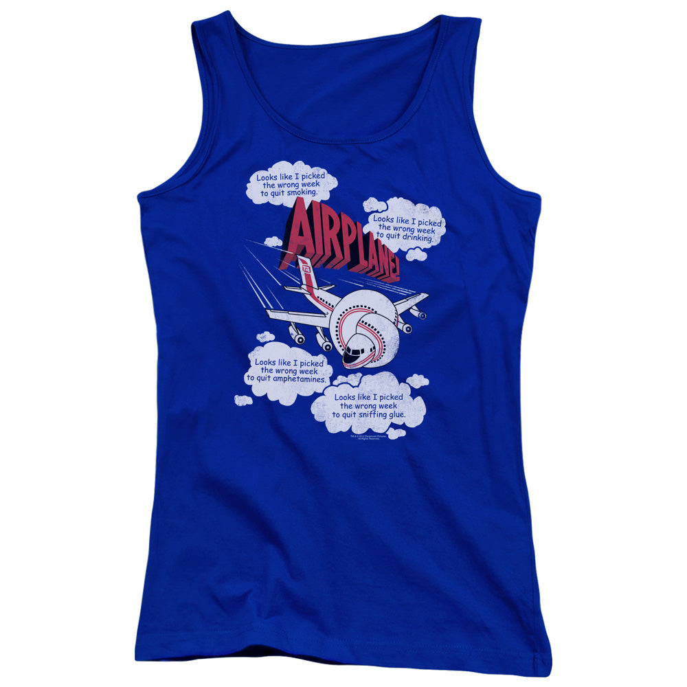 Airplane! Picked The Wrong Day Womens Tank Top Shirt Royal Blue