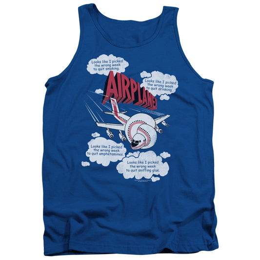 Airplane! Picked The Wrong Day Mens Tank Top Shirt Royal Blue