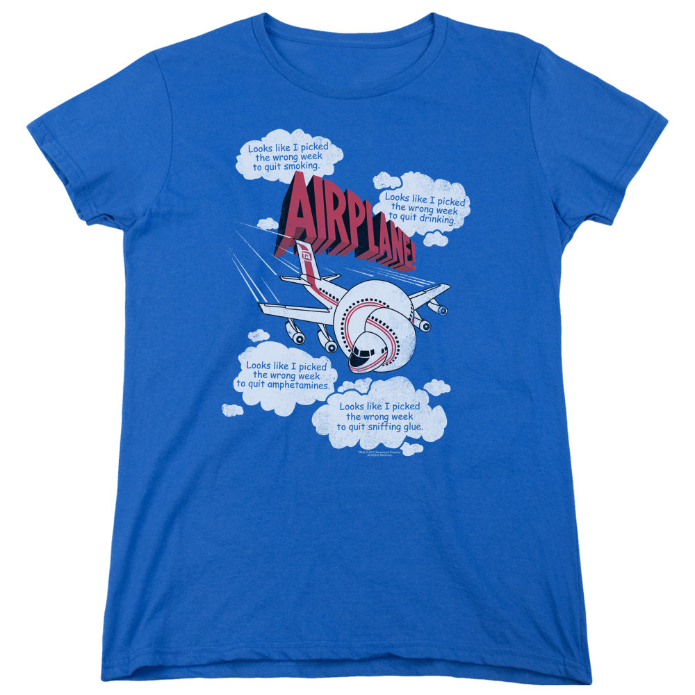 Airplane! Picked The Wrong Day Womens T Shirt Royal Blue