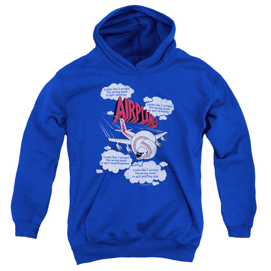 Airplane! Picked The Wrong Day Kids Youth Hoodie Royal Blue