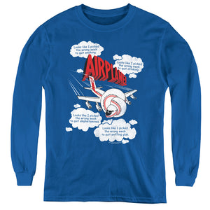 Airplane! Picked The Wrong Day Long Sleeve Kids Youth T Shirt Royal Blue