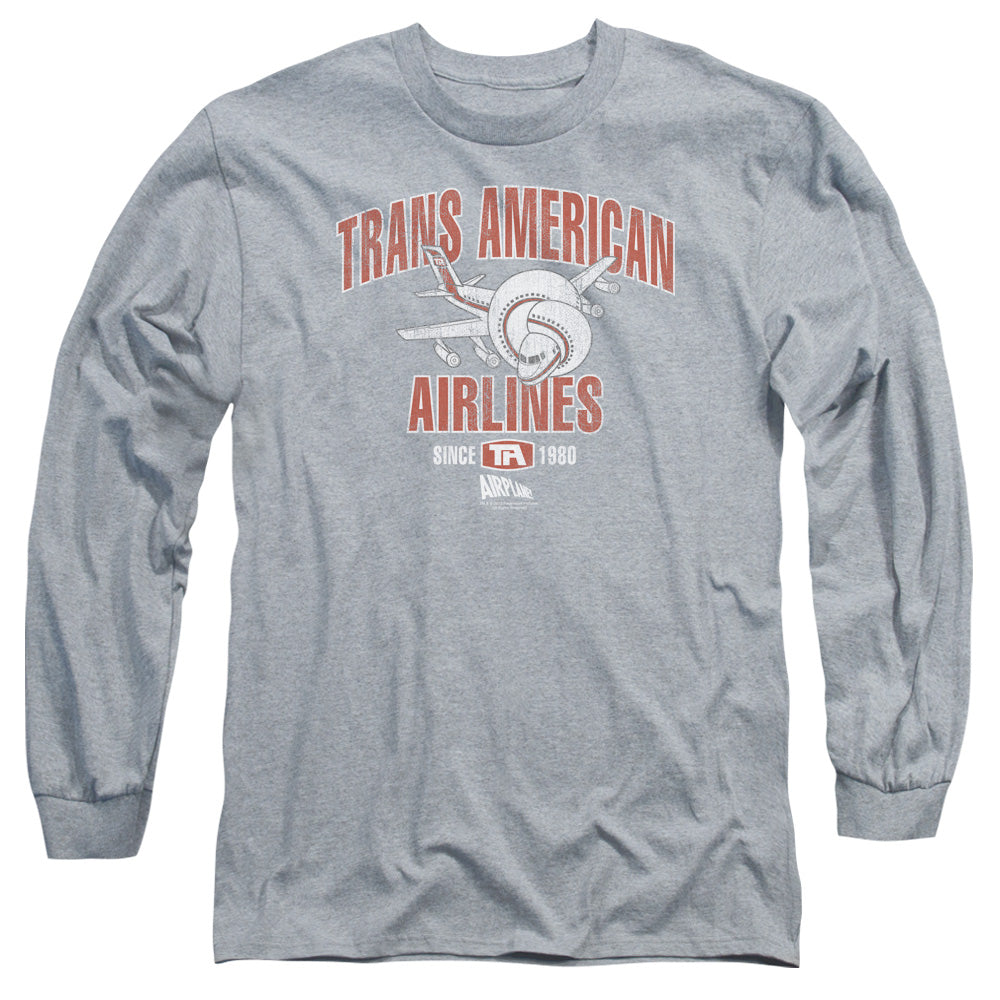 Airplane! Trans American Mens Long Sleeve Shirt Athletic Heather