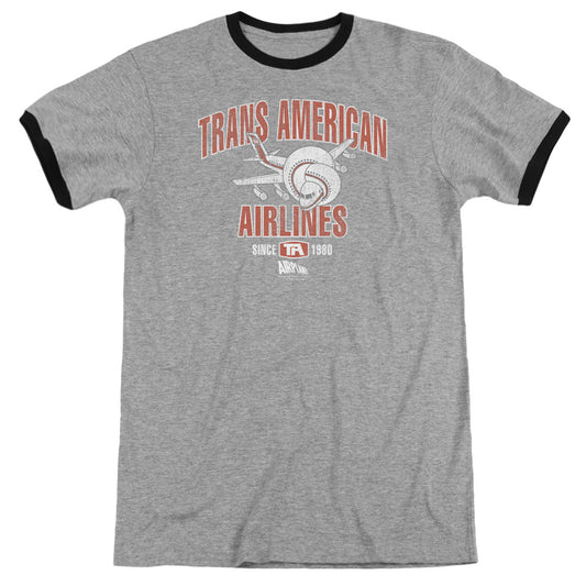 Airplane! Trans American Heather Ringer Mens T Shirt Heather