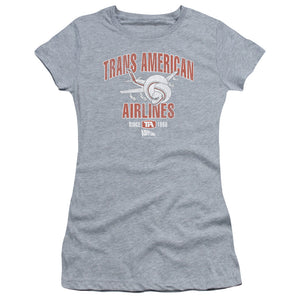 Airplane! Trans American Junior Sheer Cap Sleeve Womens T Shirt Athletic Heather