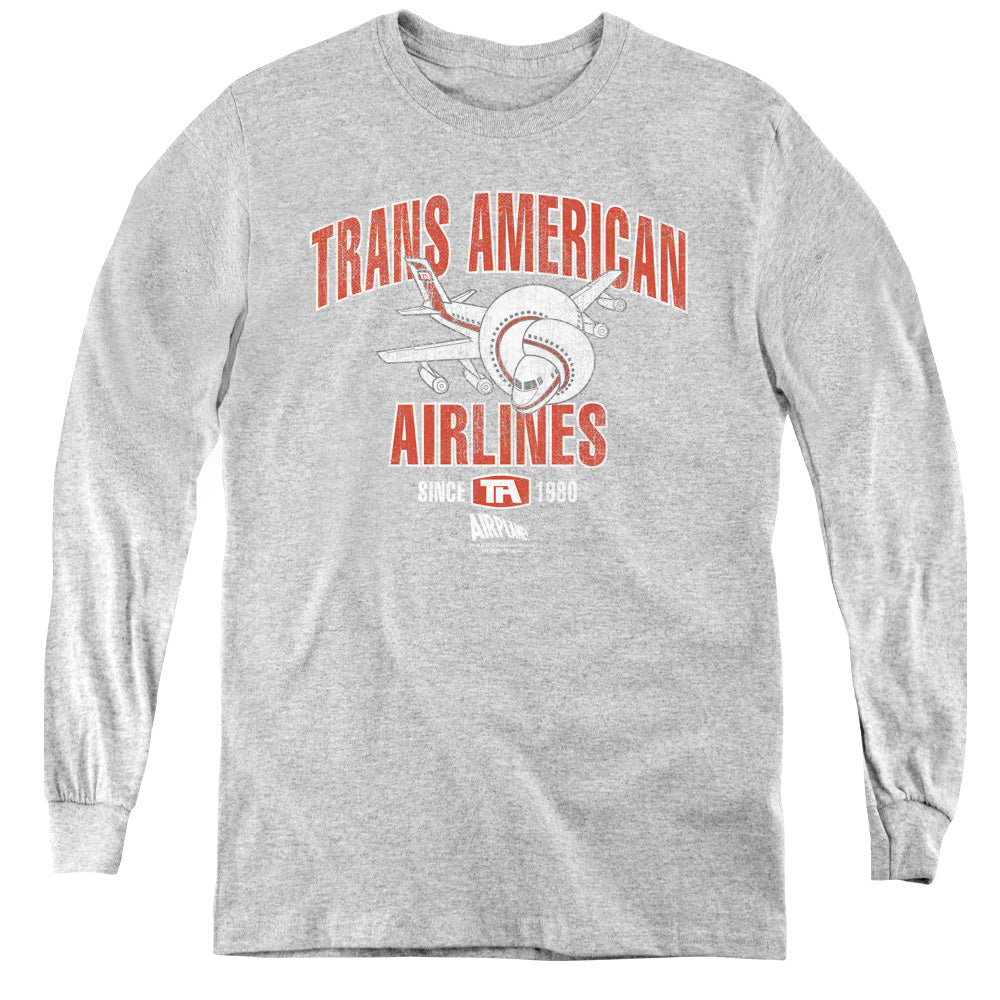 Airplane! Trans American Long Sleeve Kids Youth T Shirt Athletic Heather