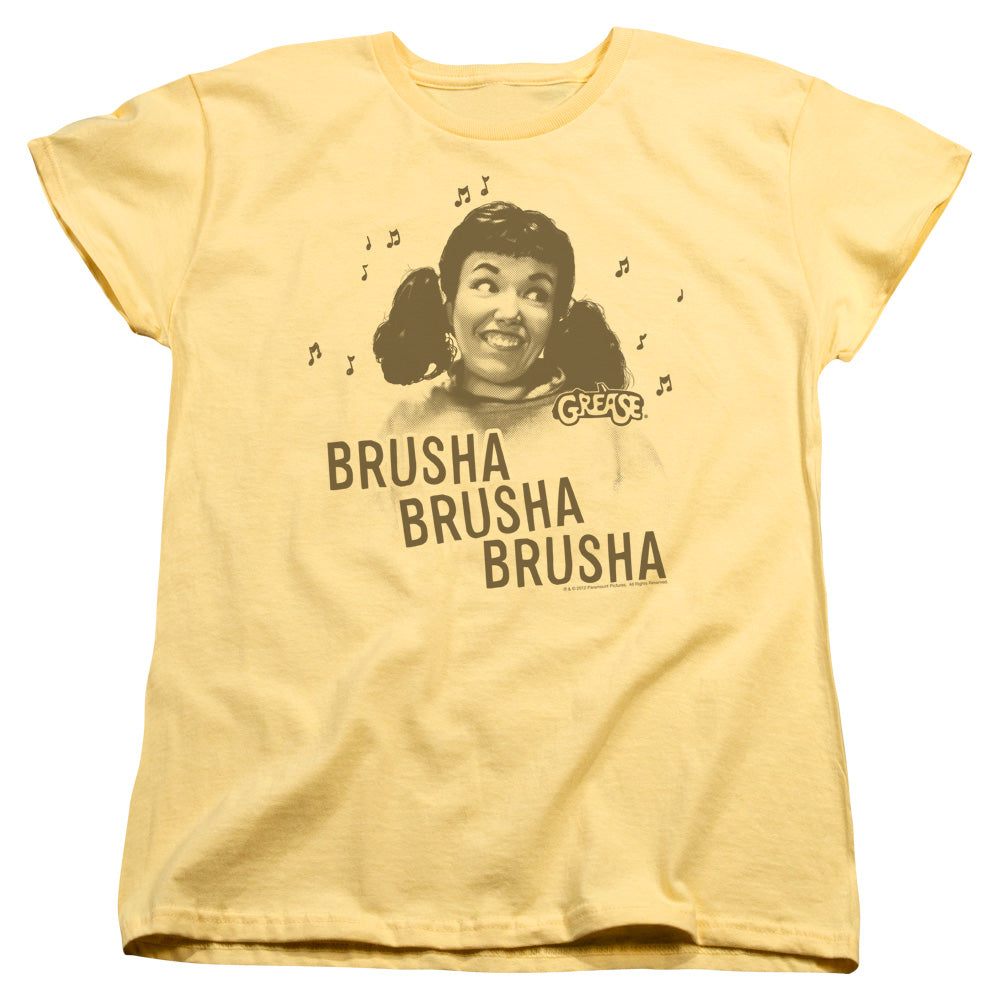 Grease Brusha Brusha Brusha Womens T Shirt Yellow