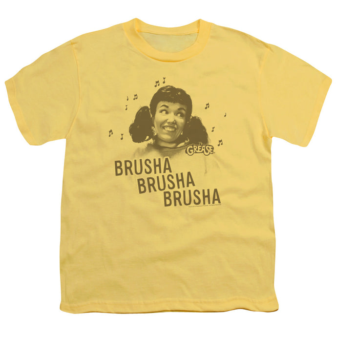 Grease Brusha Brusha Brusha Kids Youth T Shirt Yellow