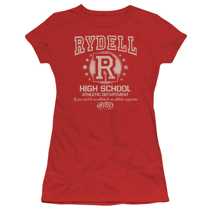 Grease Rydell High Junior Sheer Cap Sleeve Womens T Shirt Red