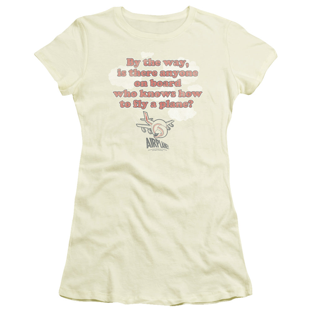 Airplane! Fly Junior Sheer Cap Sleeve Womens T Shirt Cream