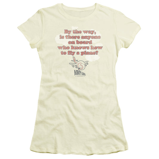 Airplane! Fly Junior Sheer Cap Sleeve Womens T Shirt Cream