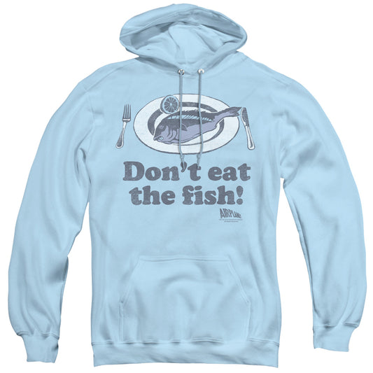 Airplane! Don't Eat The Fish Mens Hoodie Light Blue