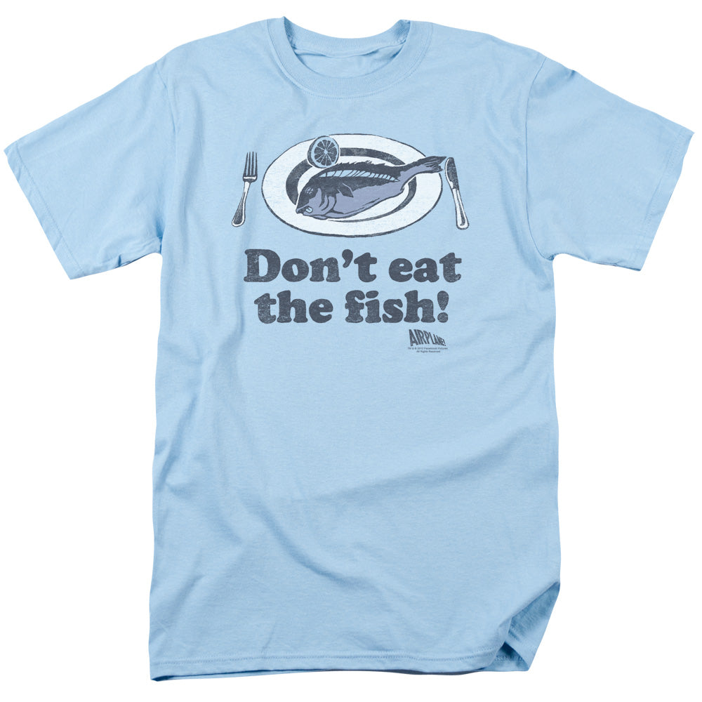 Airplane Dont Eat The Fish Mens T Shirt Light Blue