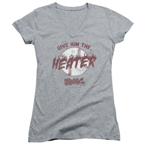 Major League The Heater Junior Sheer Cap Sleeve V-Neck Womens T Shirt Athletic Heather