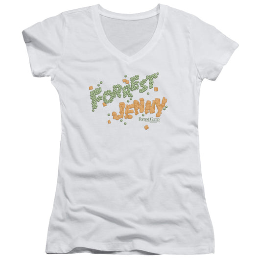 Forrest Gump Peas And Carrots Junior Sheer Cap Sleeve V-Neck Womens T Shirt White