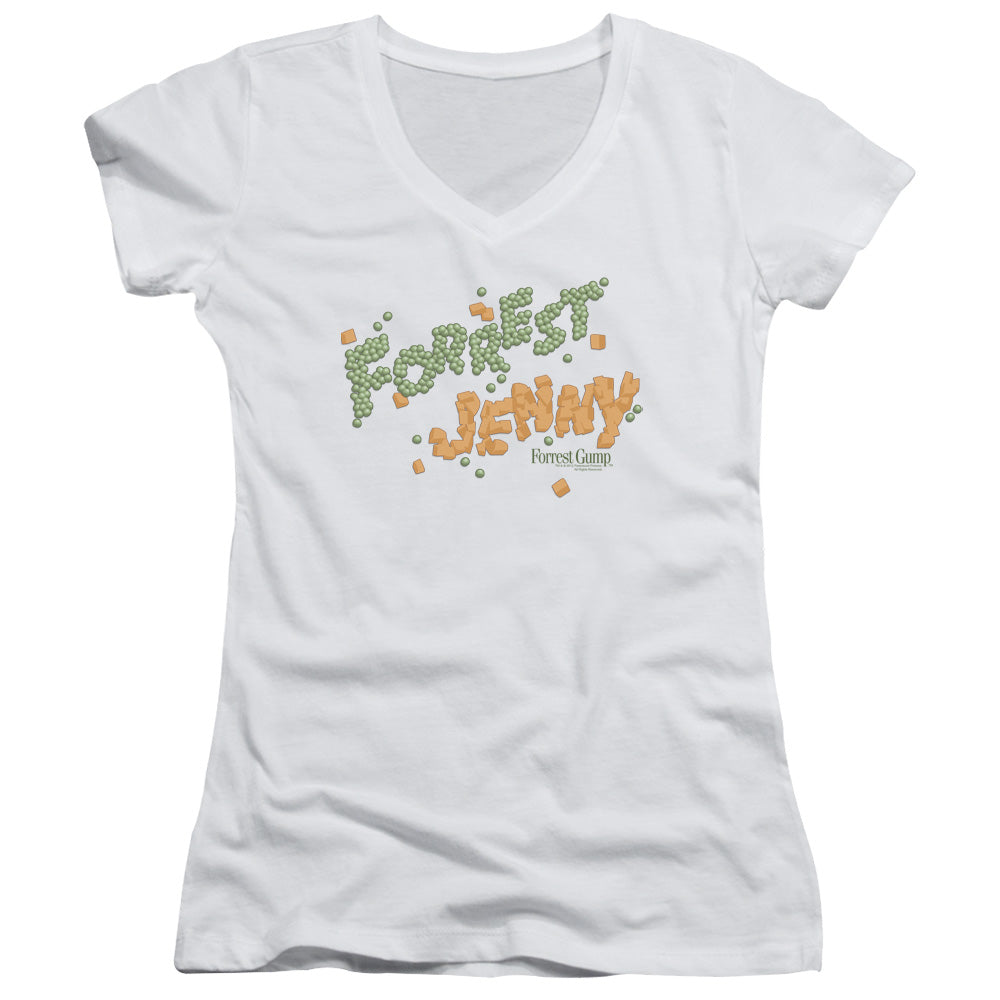 Forrest Gump Peas And Carrots Junior Sheer Cap Sleeve V-Neck Womens T Shirt White