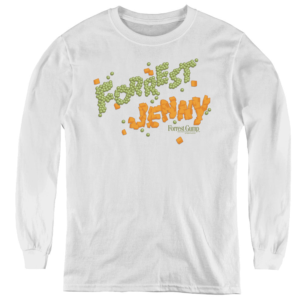 Forrest Gump Peas And Carrots Long Sleeve Kids Youth T Shirt White