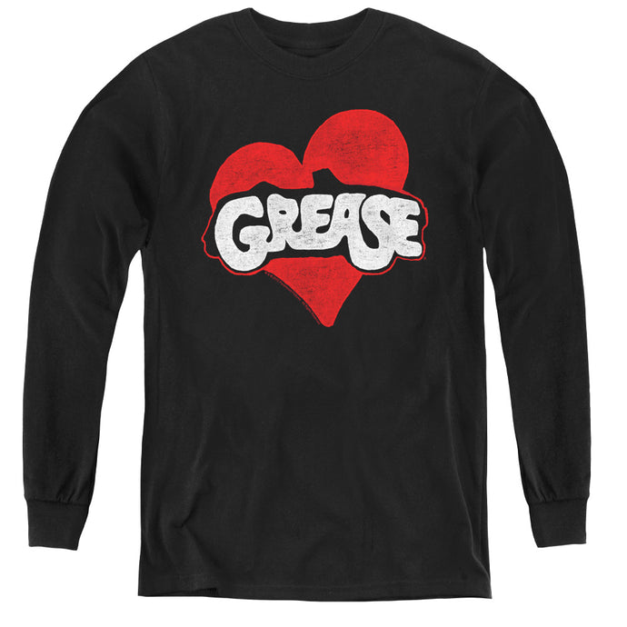 Grease Heart Long Sleeve Kids Youth T Shirt Black