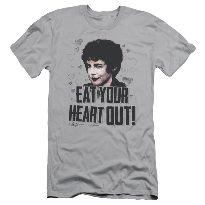 Grease Eat Your Heart Out Slim Fit Mens T Shirt Silver