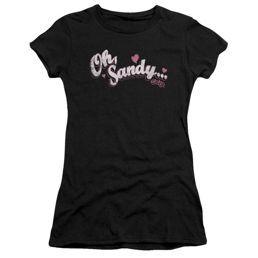 Grease Oh Sandy Junior Sheer Cap Sleeve Womens T Shirt Black