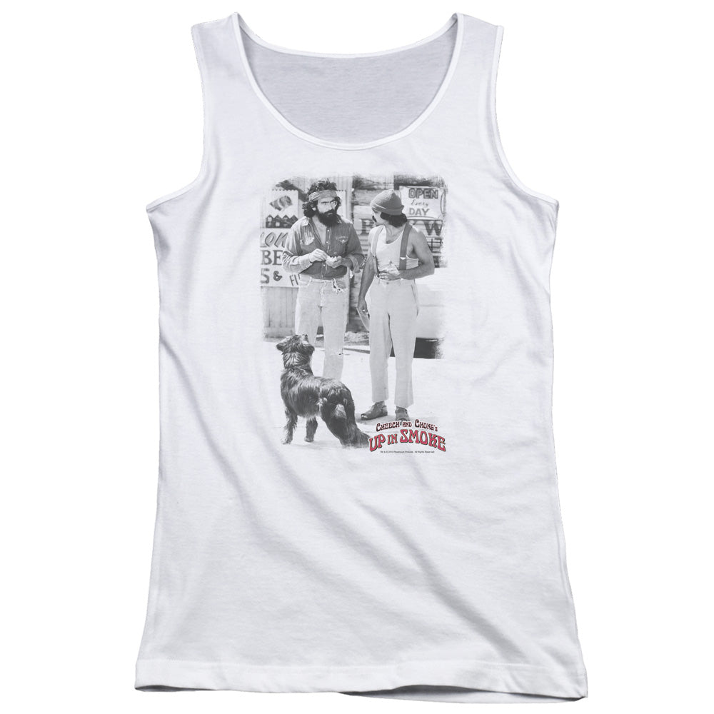 Up In Smoke Square Womens Tank Top Shirt White