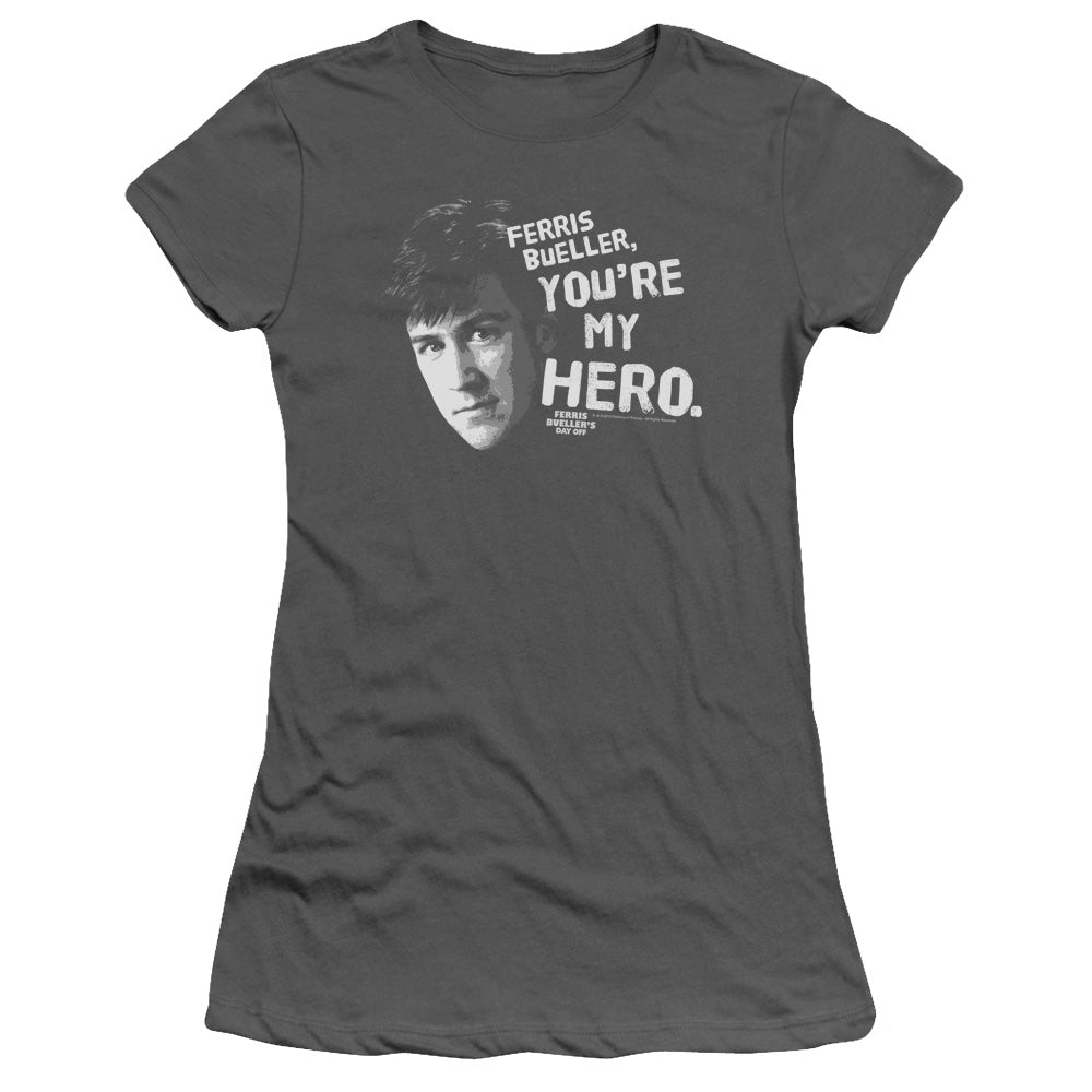 Ferris Buellers Day Off My Hero Junior Sheer Cap Sleeve Womens T Shirt Charcoal