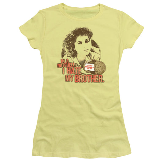 Ferris Buellers Day Off Nutshell Junior Sheer Cap Sleeve Womens T Shirt Yellow