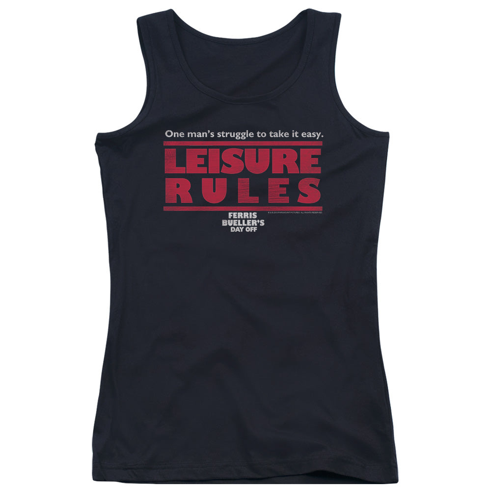 Ferris Buellers Day Off Leisure Rules Womens Tank Top Shirt Black