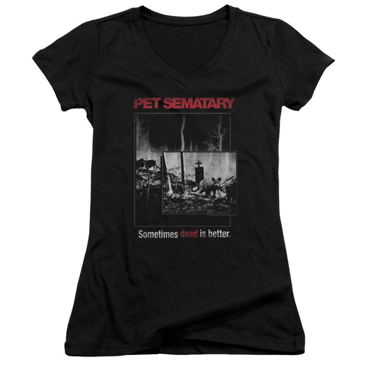 Pet Sematary Cat Poster Junior Sheer Cap Sleeve V-Neck Womens T Shirt Black