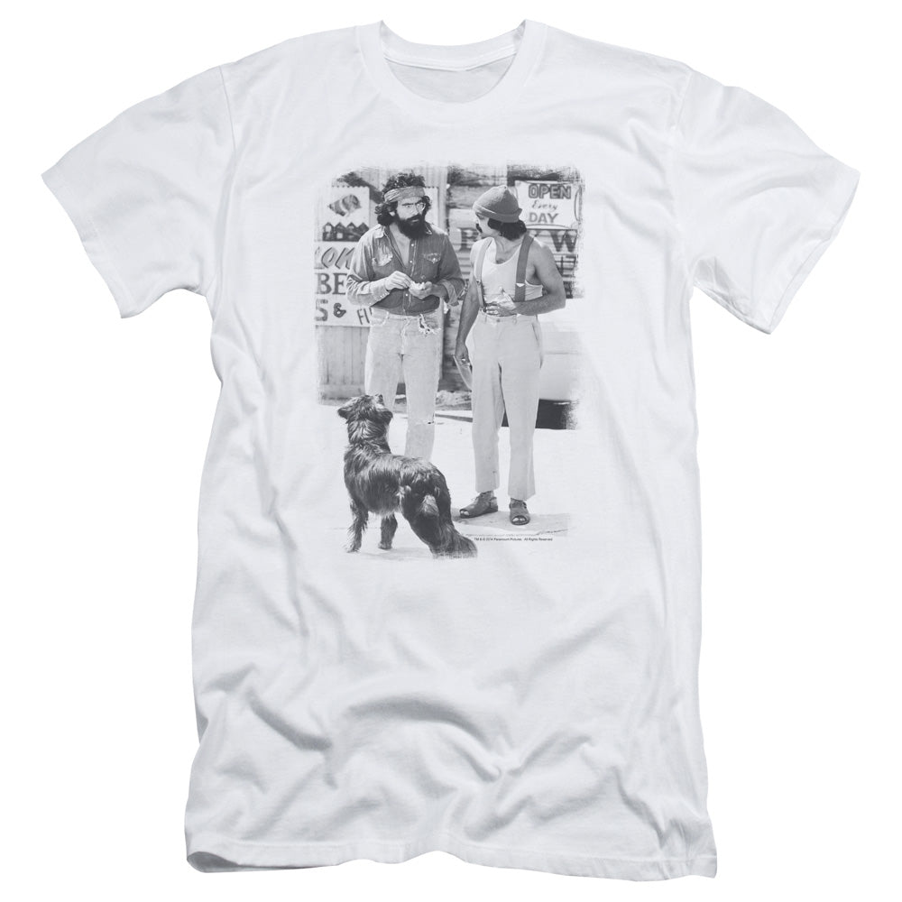 Up In Smoke Cheech Chong Dog Slim Fit Mens T Shirt White