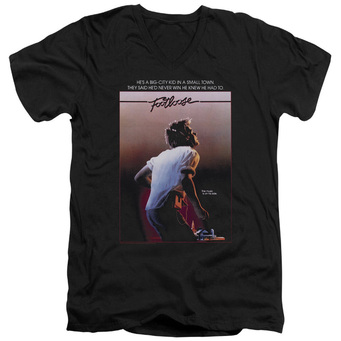 Footloose Poster Mens Slim Fit V-Neck T Shirt Black