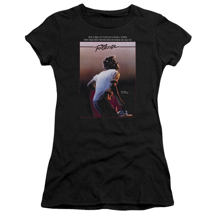 Footloose Poster Junior Sheer Cap Sleeve Womens T Shirt Black
