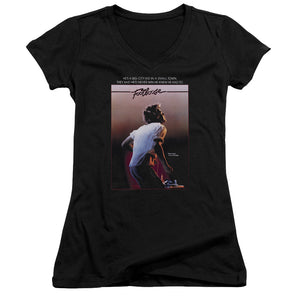 Footloose Poster Junior Sheer Cap Sleeve V-Neck Womens T Shirt Black