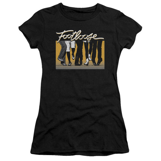 Footloose Dance Party Junior Sheer Cap Sleeve Womens T Shirt Black