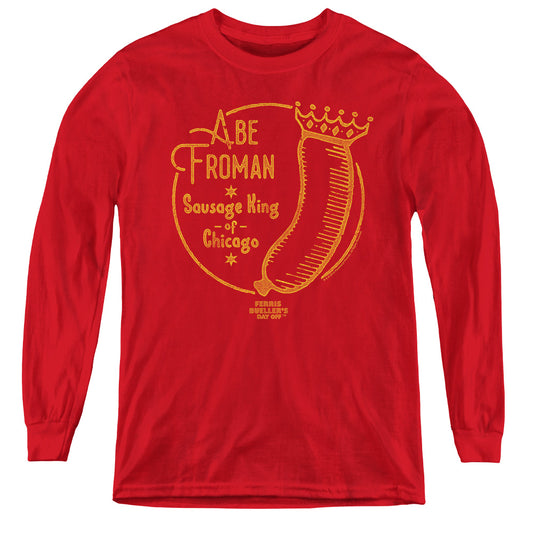 Ferris Buellers Day Off Abe Froman Long Sleeve Kids Youth T Shirt Red