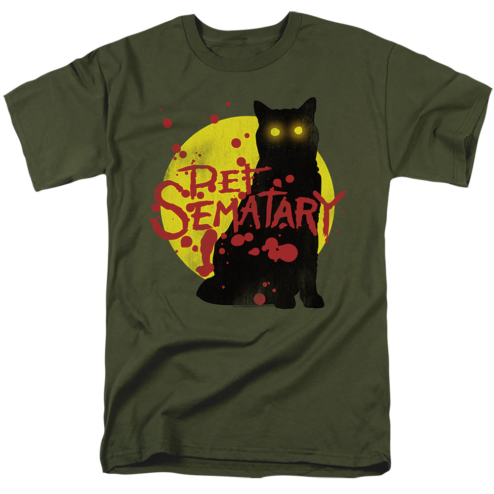 Pet Sematary Graphic Cat Mens T Shirt Military Green Officially Licensed