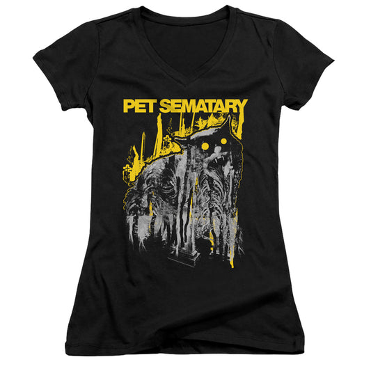 Pet Sematary Decay Junior Sheer Cap Sleeve V-Neck Womens T Shirt Black